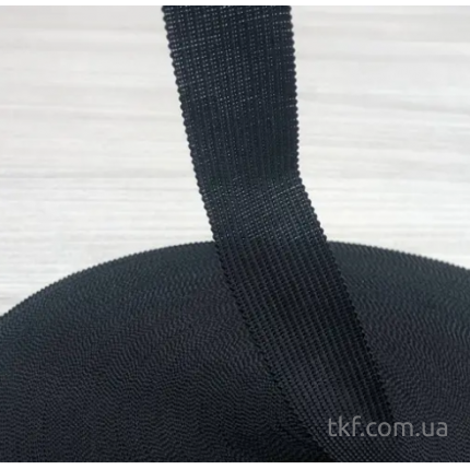 Тесьма окантовочная лямовка полиэфирная 18 мм (50 метров) - черный